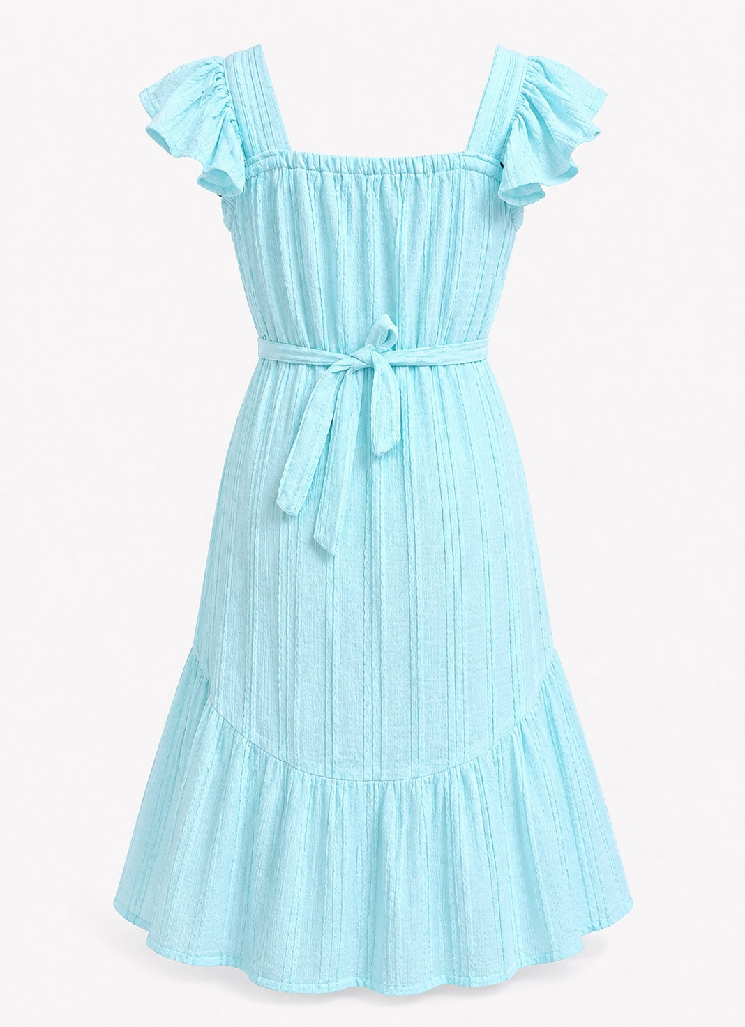 Azure Bloom Tiered Midi Dress