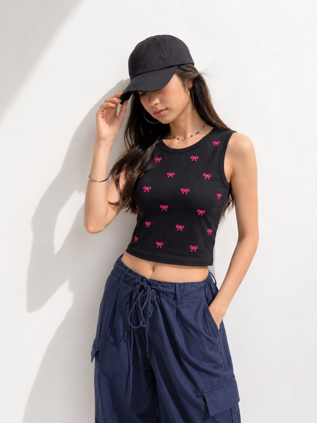 Bow Print Crop Tank