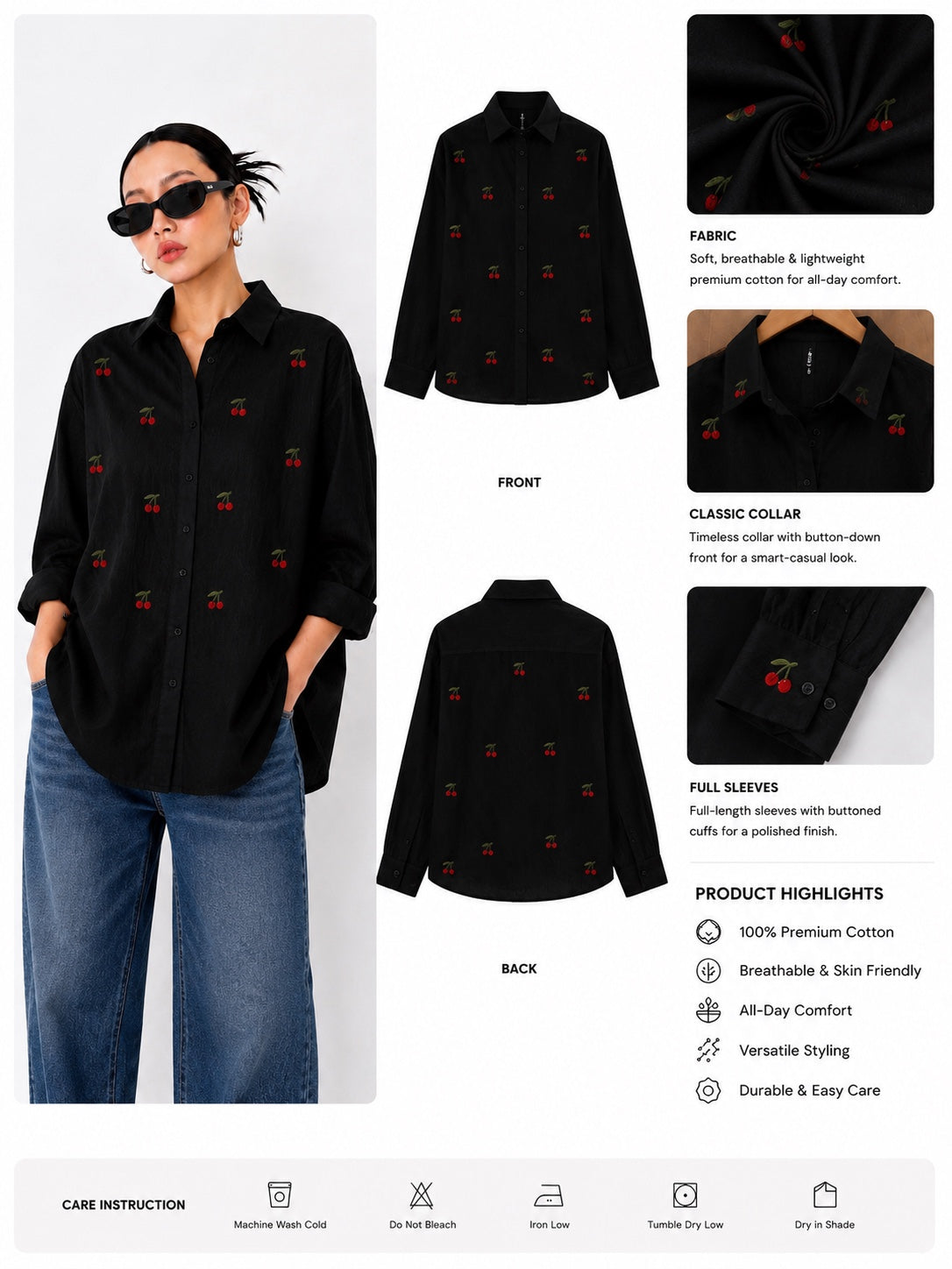 Statement Patch Oversized Fashion Shirt