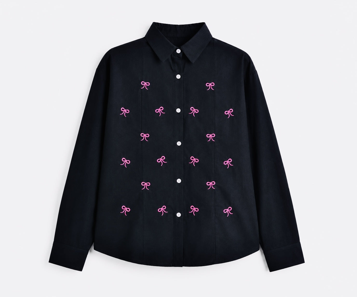 Women’s Bow Embroidered Oversized Shirt