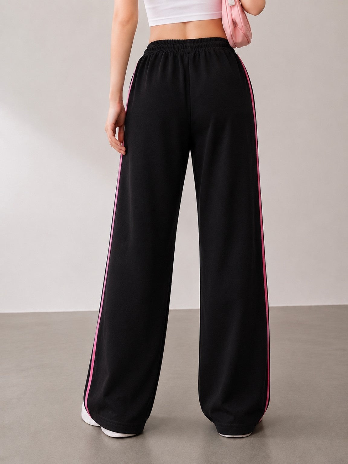 Women’s Wide Leg Bow Print Jogger Pants – Korean Streetwear Sweatpants (Free Size)