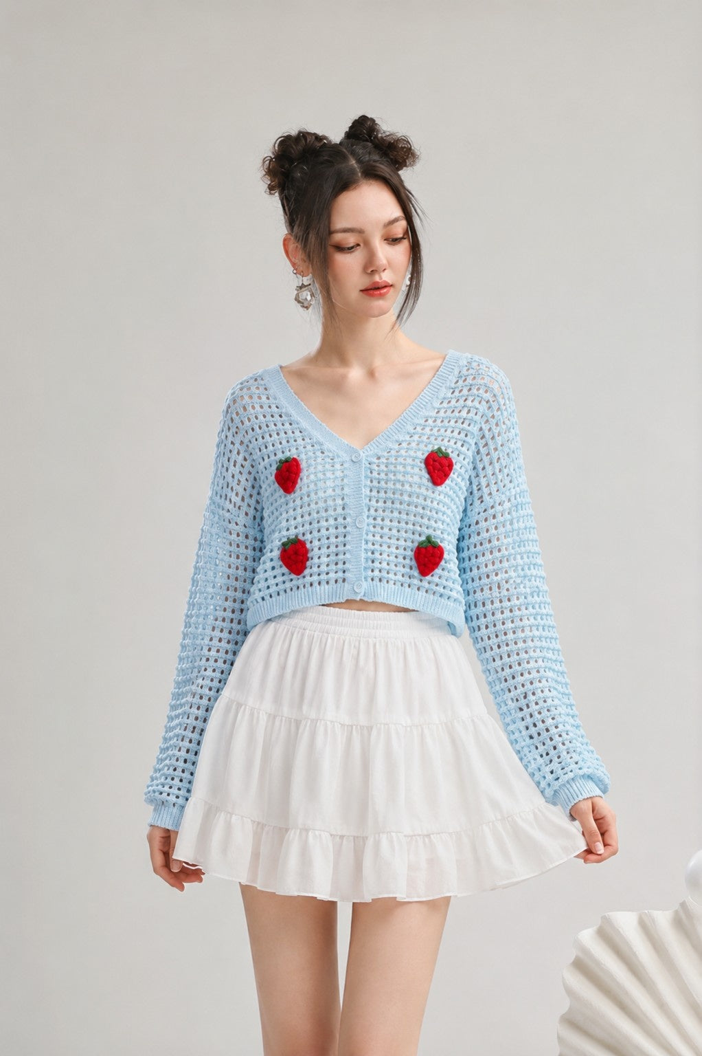 Strawberry Crochet Knit Cardigan