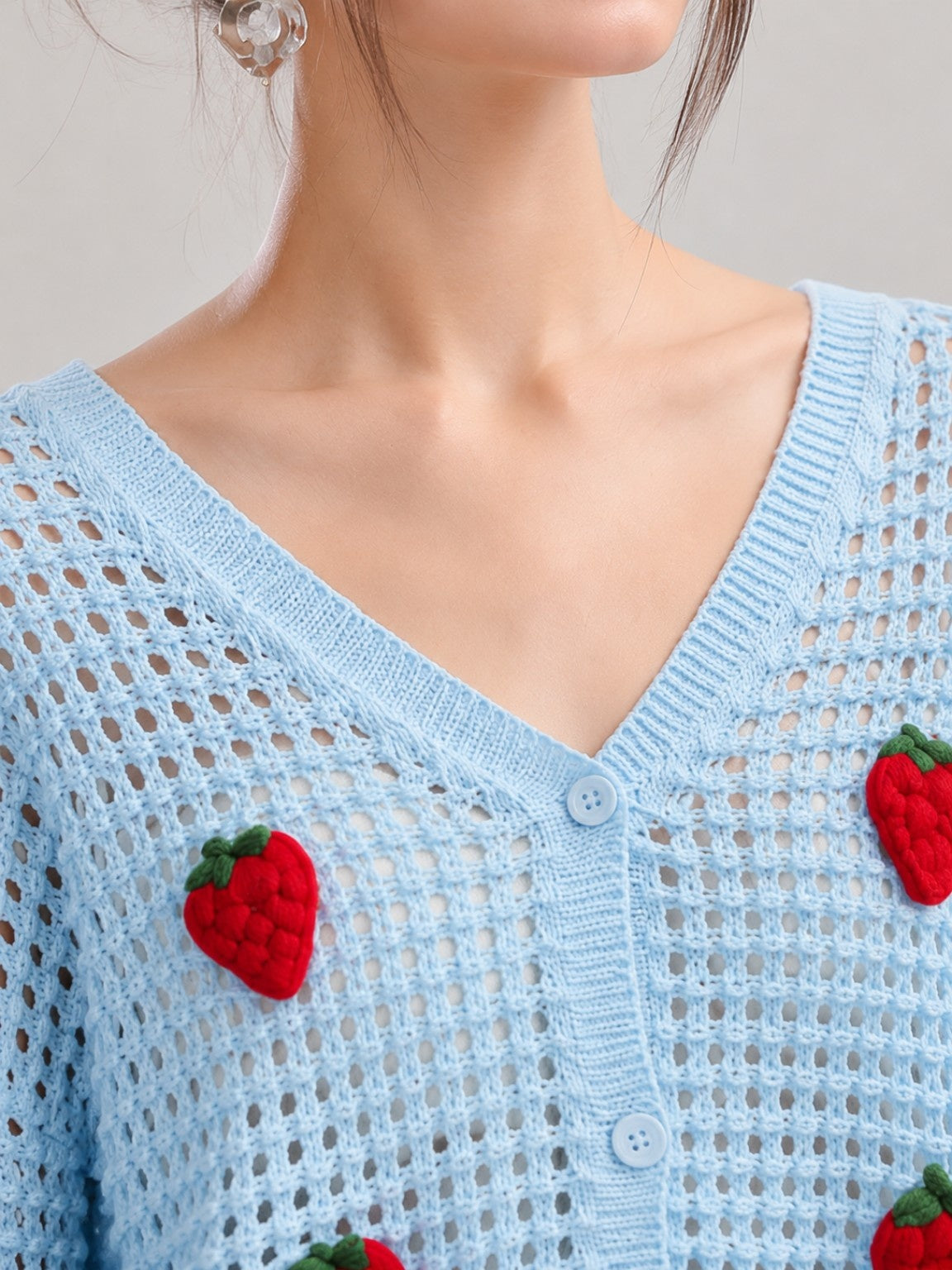 Strawberry Crochet Knit Cardigan