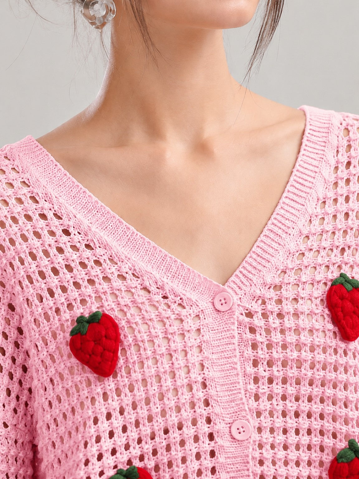 Strawberry Crochet Knit Cardigan