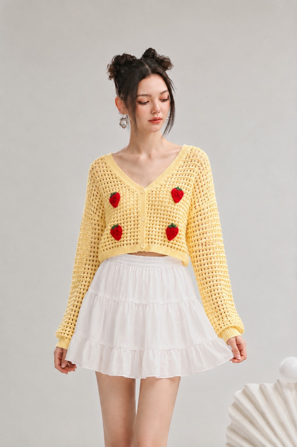Strawberry Crochet Knit Cardigan