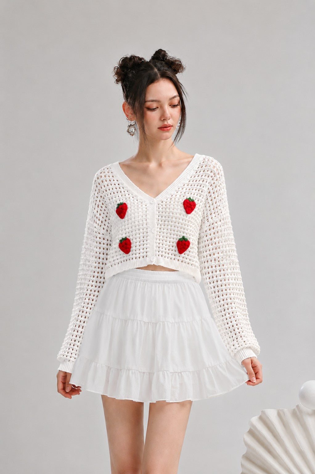 Strawberry Crochet Knit Cardigan