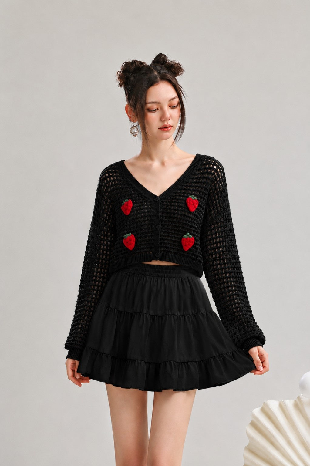 Strawberry Crochet Knit Cardigan