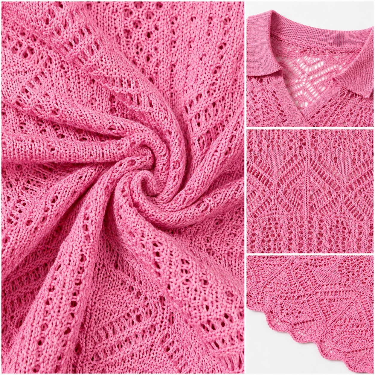 Women’s Crochet Knit Collared Crop Top