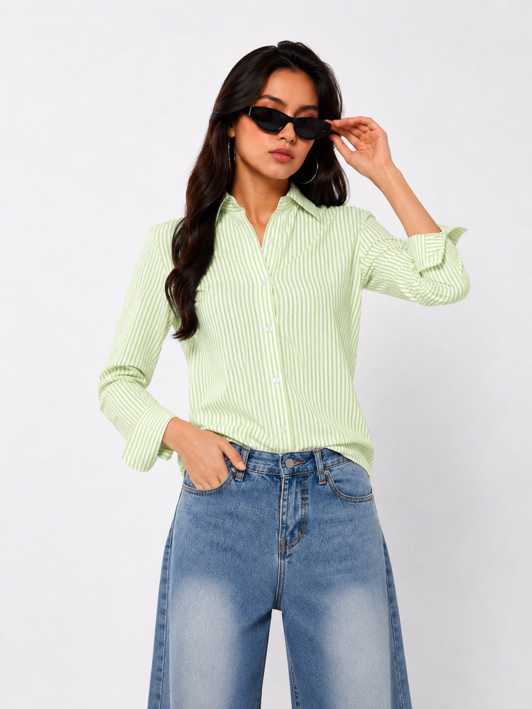 Women’s Striped Backless Tie-Up Shirt