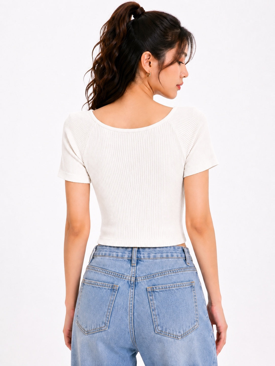 3D Floral Ribbed Knit Top