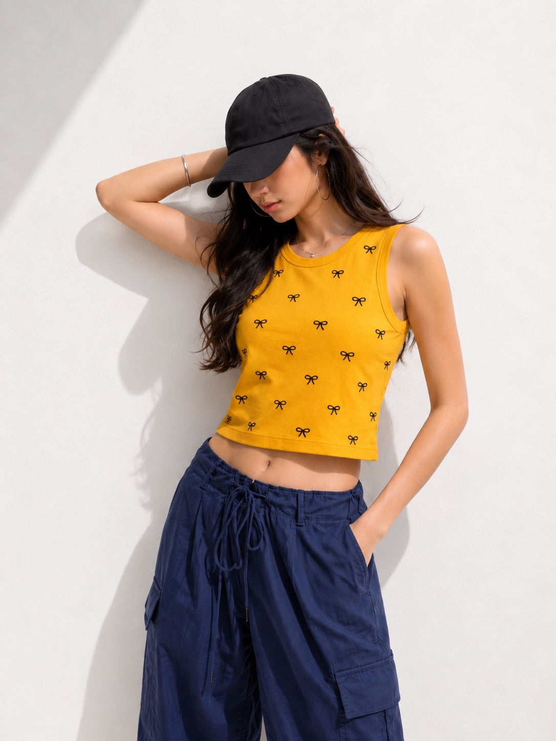 Bow Print Crop Tank