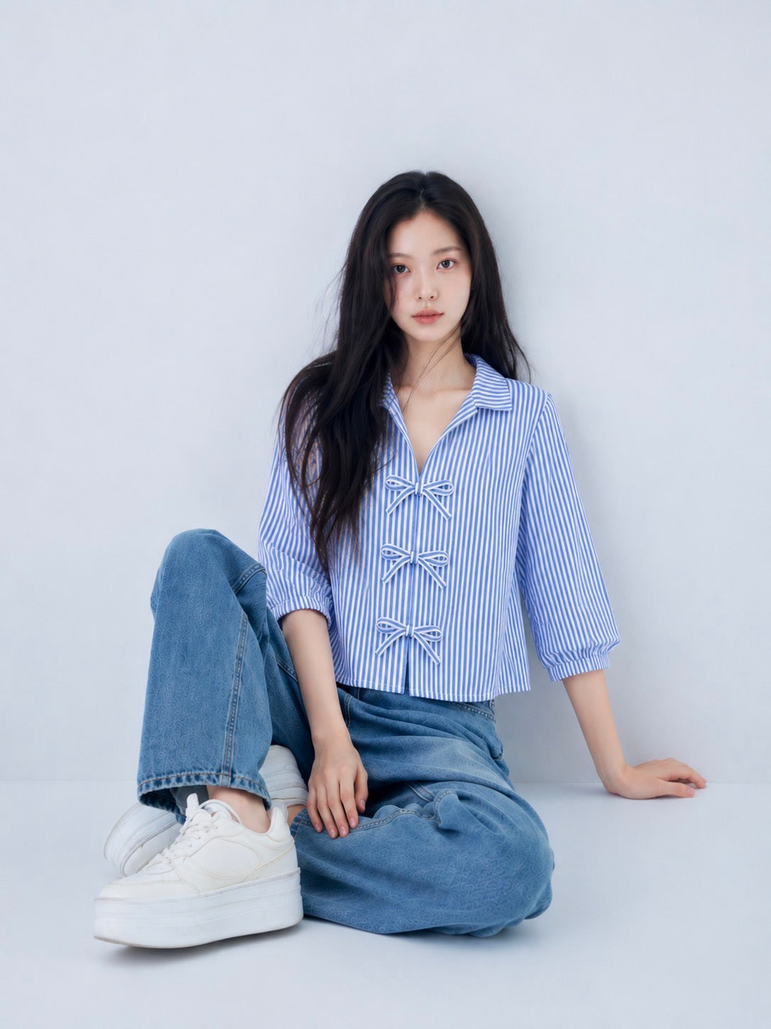 Women’s Striped Bow-Tie Front Shirt