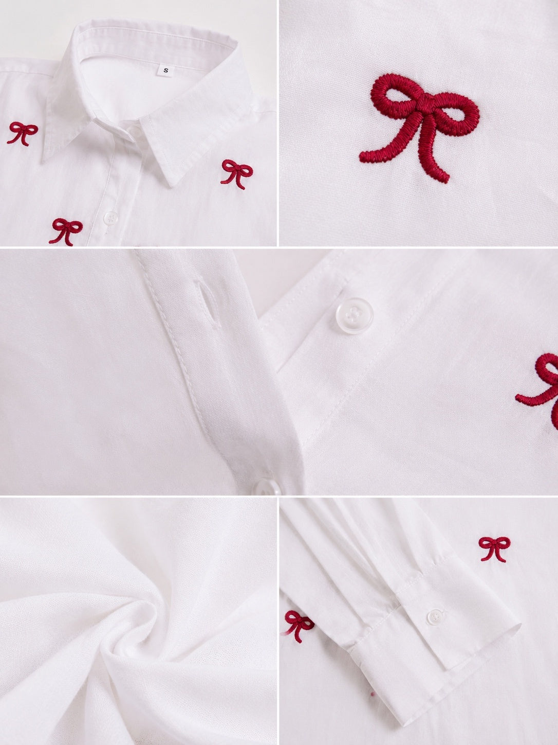 Women’s Bow Embroidered Crop Shirt