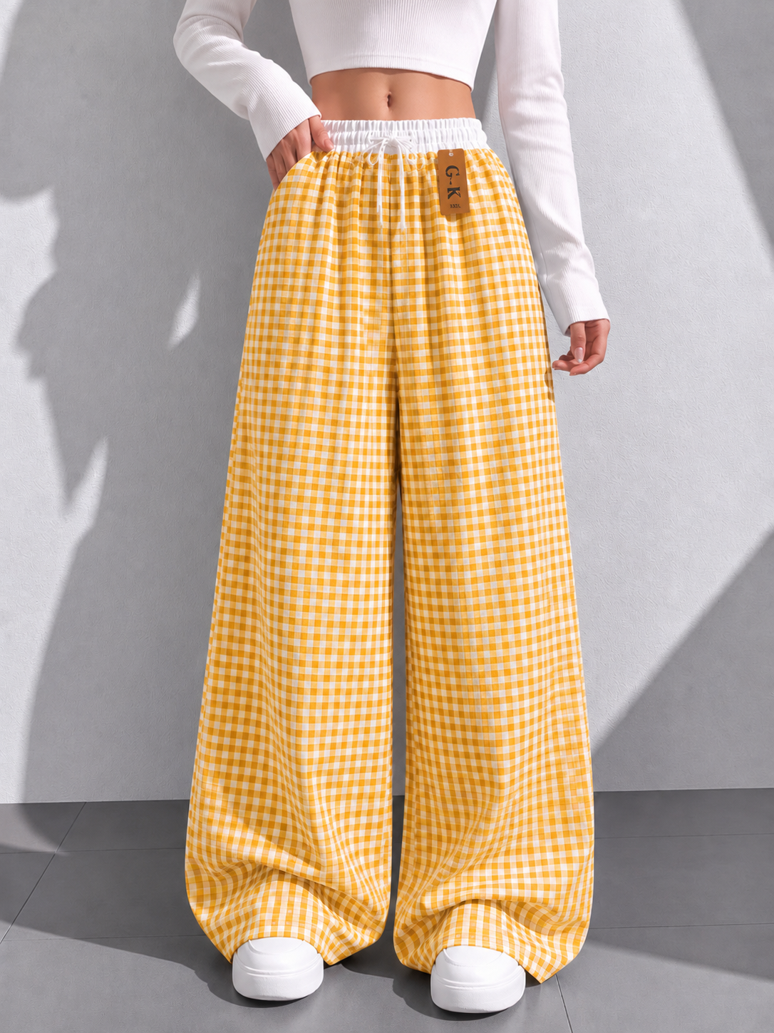 Women’s Gingham Wide-Leg Lounge Check Pants