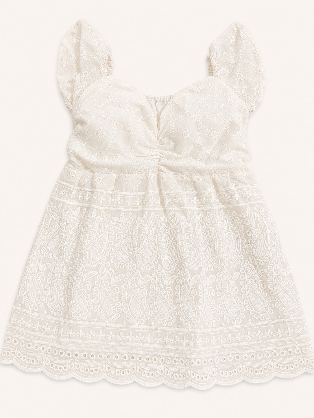 Ivory Embroidered Lace Peplum Top