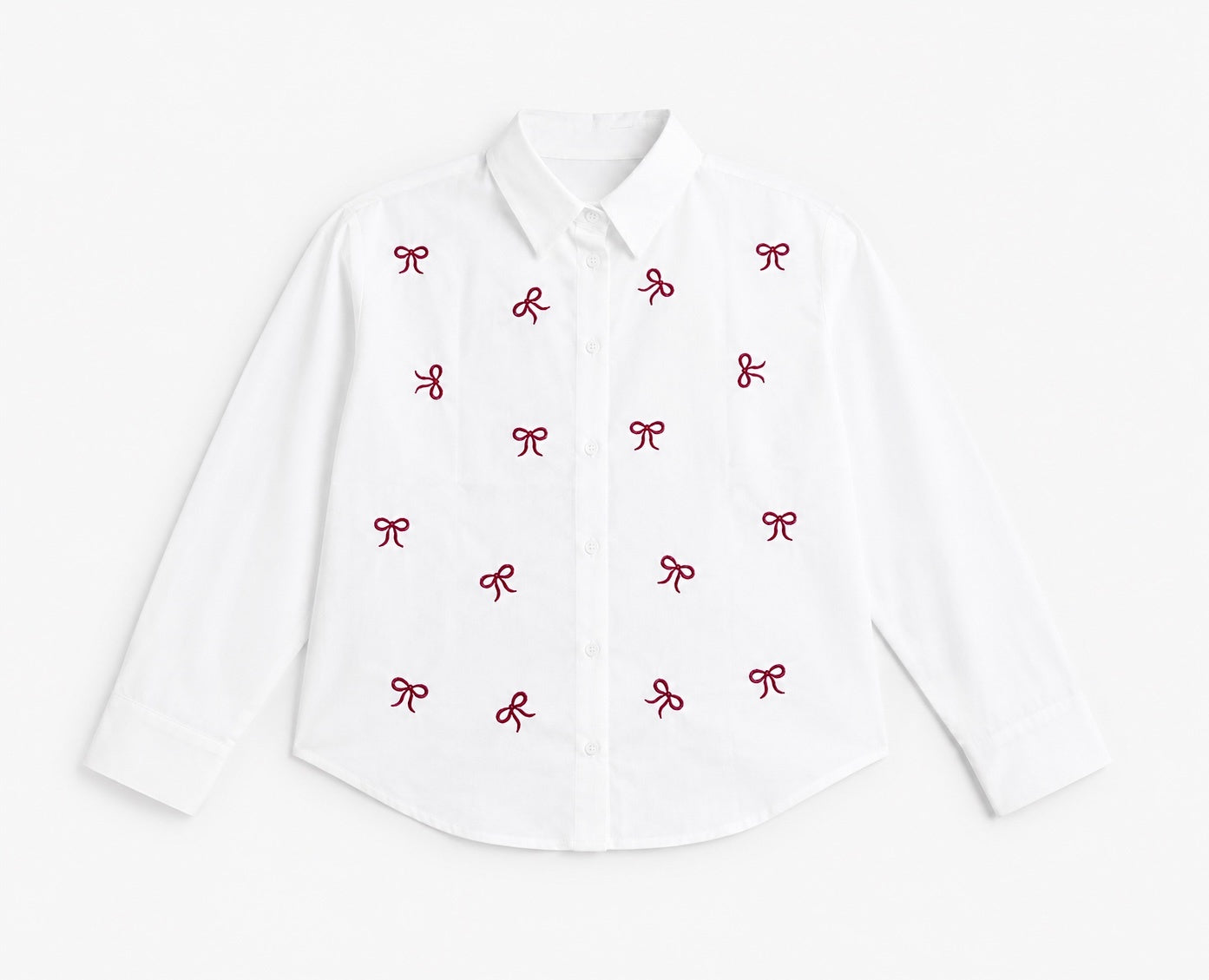 Women’s Bow Embroidered Crop Shirt