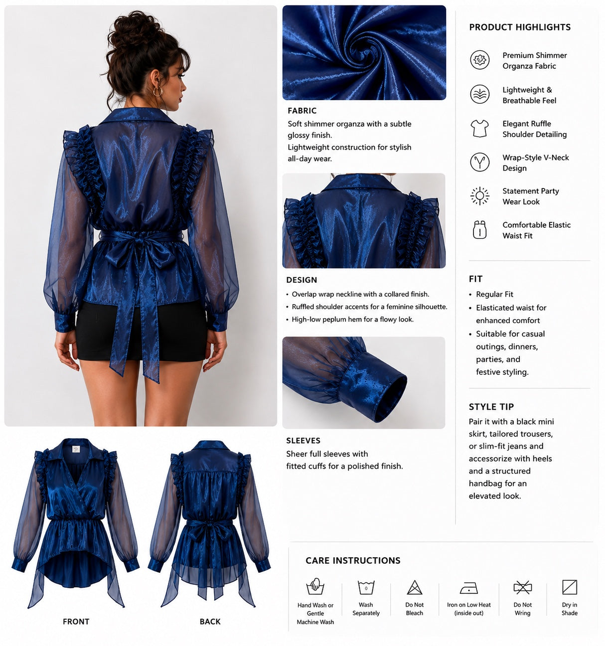 Luxe Organza Peplum Party Wear Top