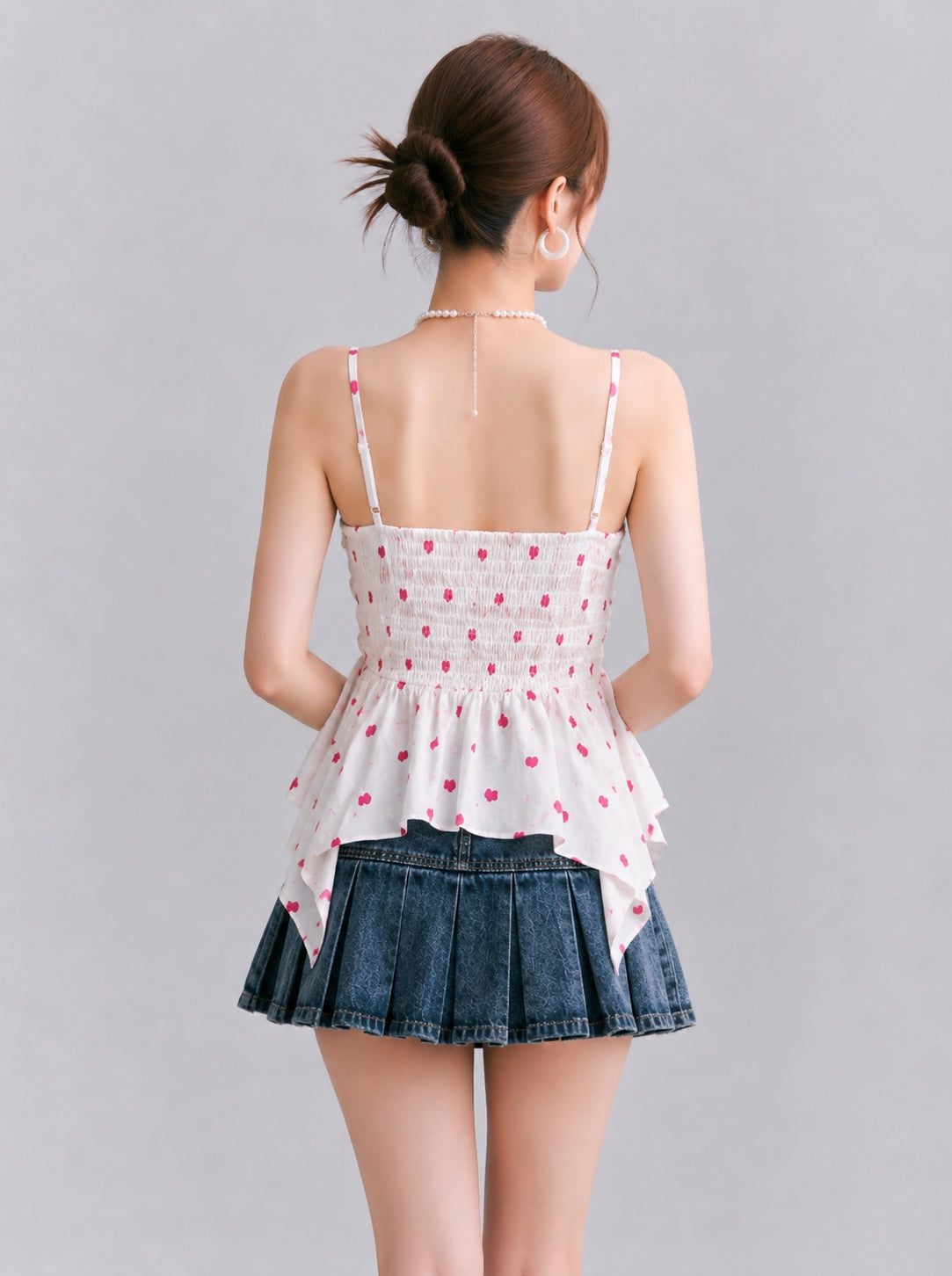 Sweetheart Heart Print Handkerchief Cami Top