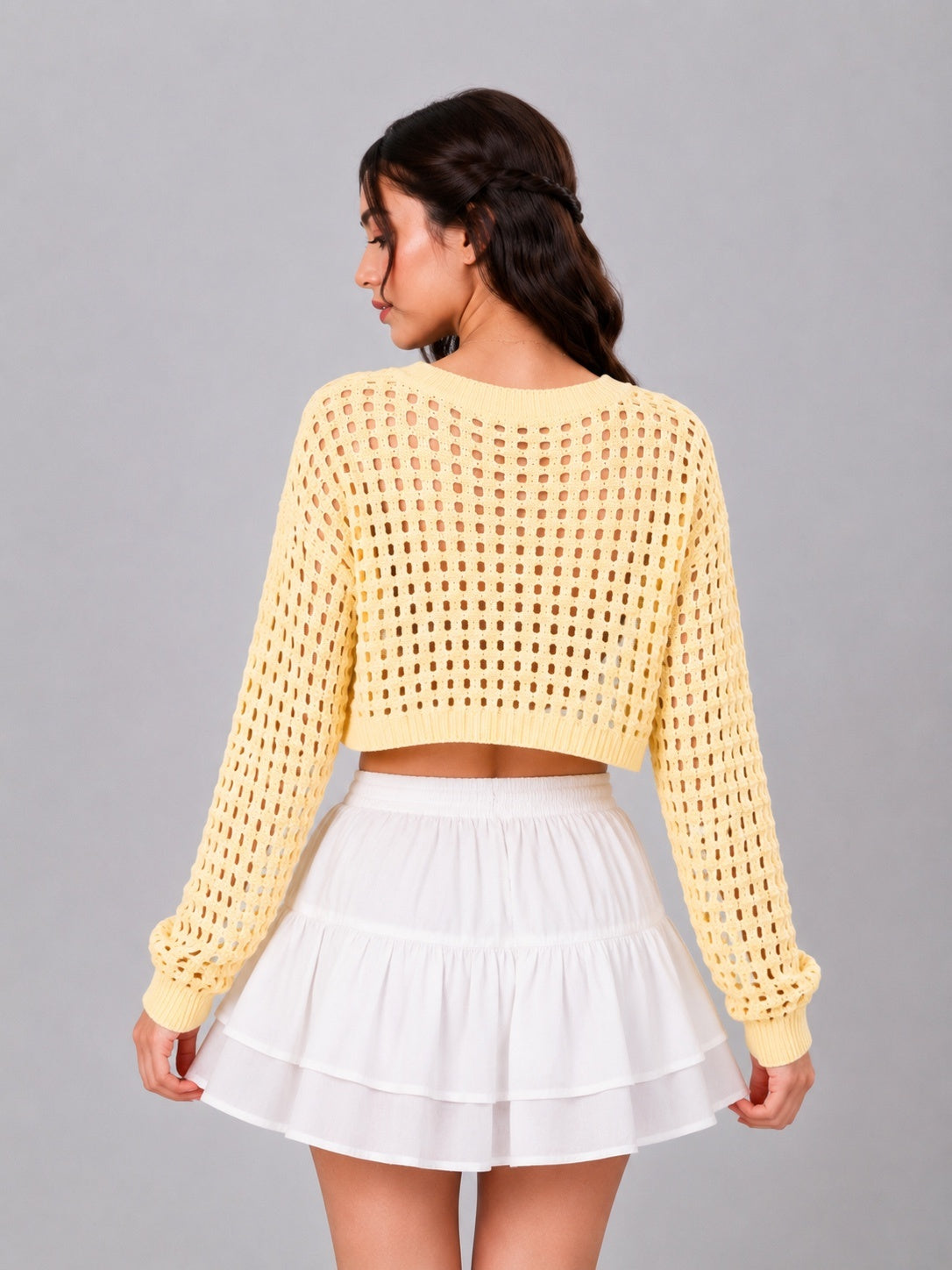 Heart Popcorn Crochet Knit Cardigan – Free Size