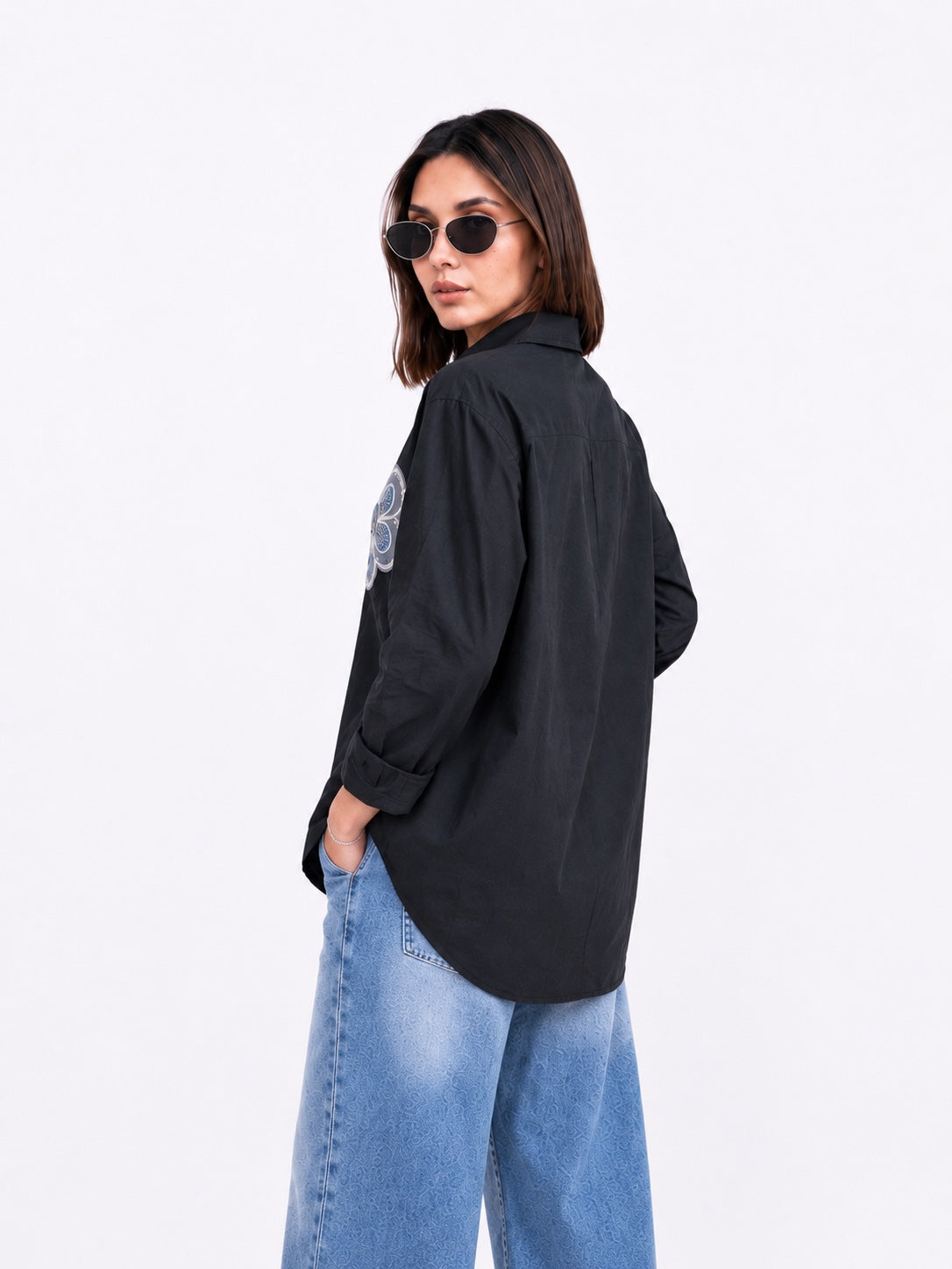 Statement Patch Oversized Shirt