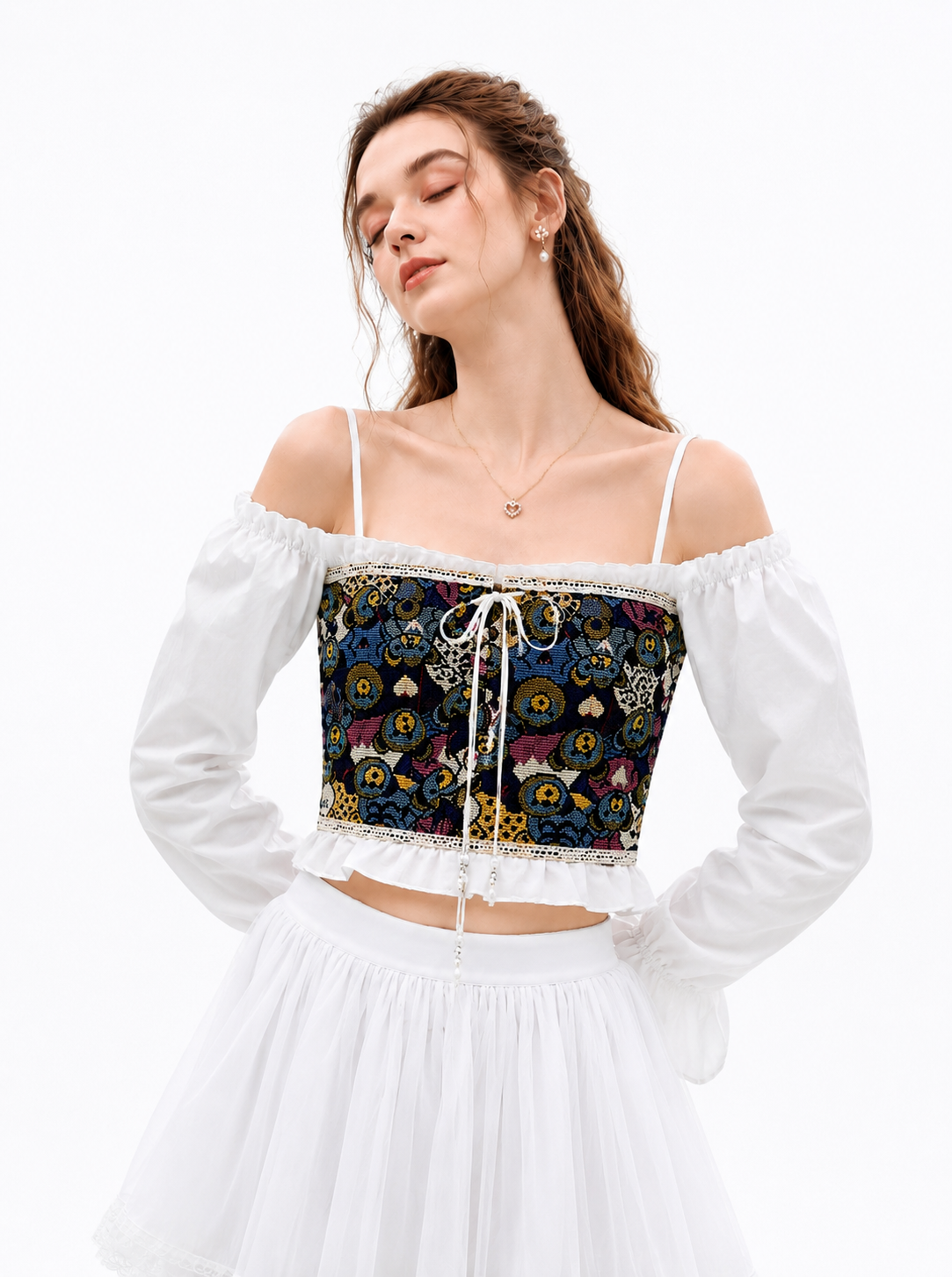 Women’s Teddy Print Corset Crop Top