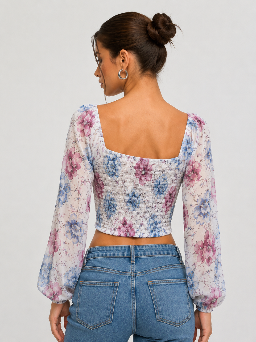 Women’s Floral Ruched Crop Top