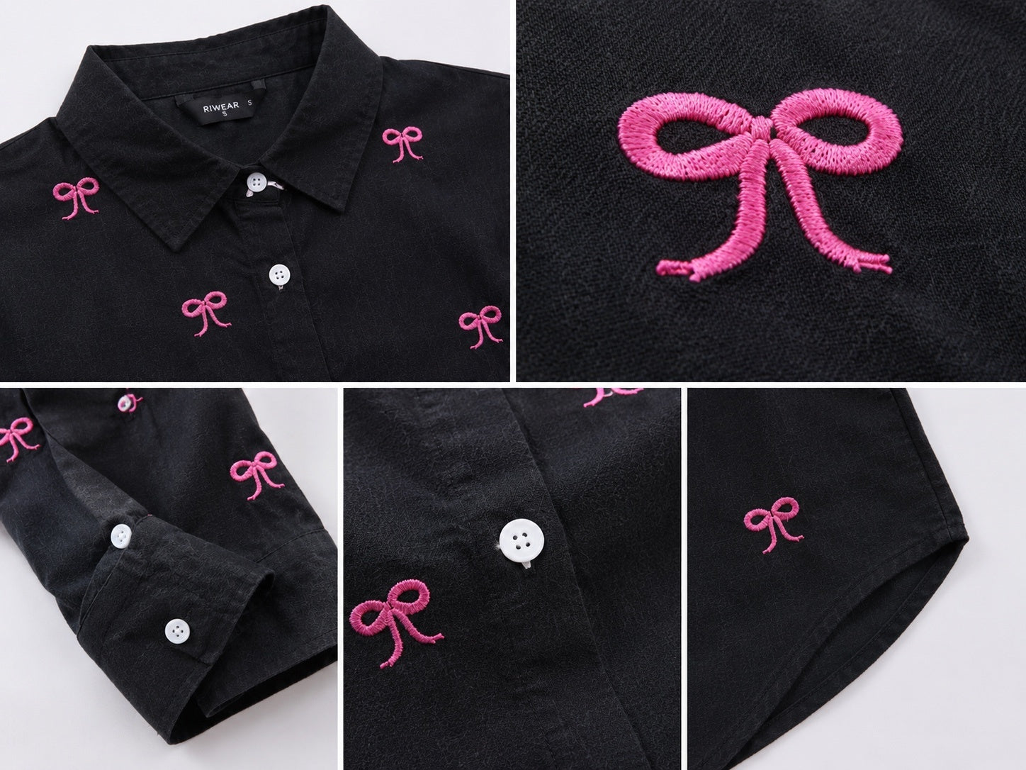 Women’s Bow Embroidered Oversized Shirt