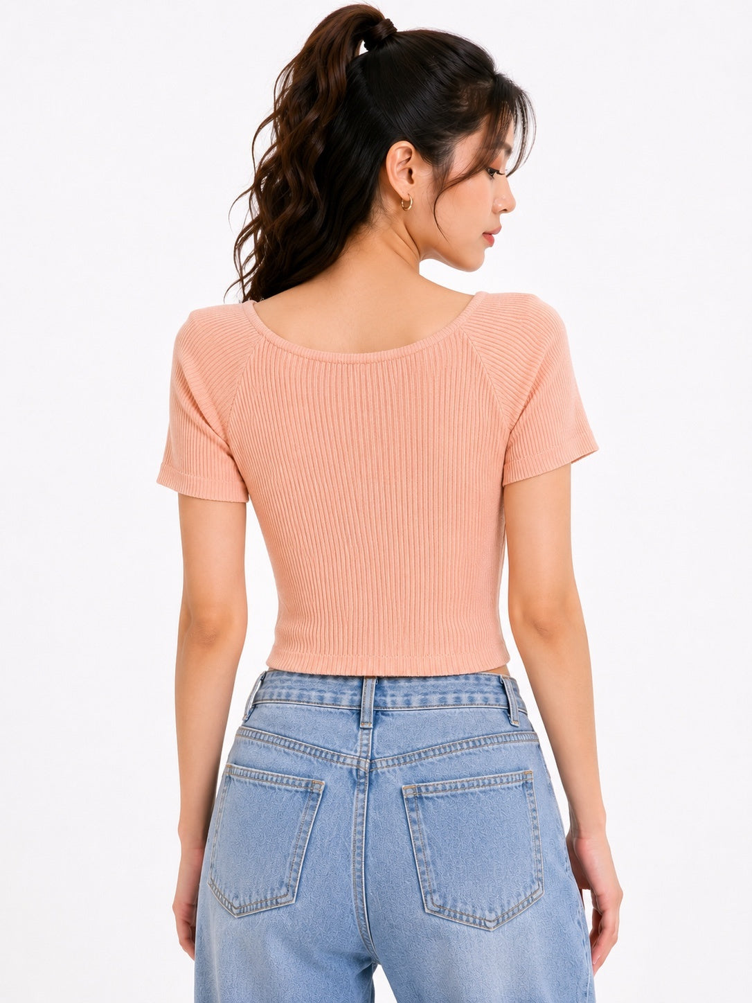 3D Floral Ribbed Knit Top