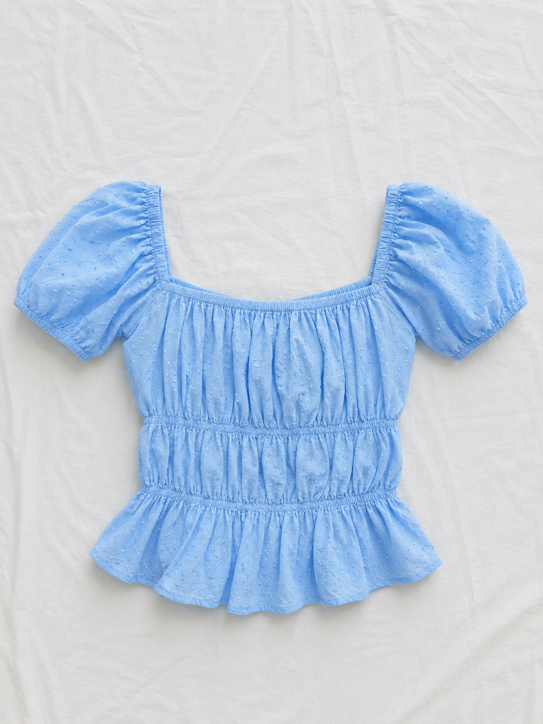 Women’s Puff Sleeve Lace-Up Peplum Top