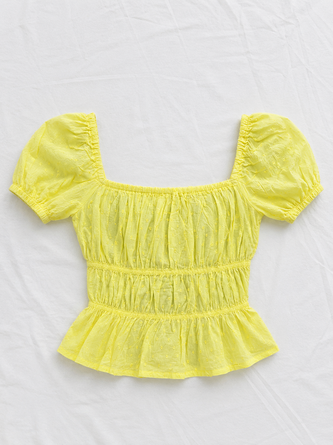 Women’s Puff Sleeve Lace-Up Peplum Top