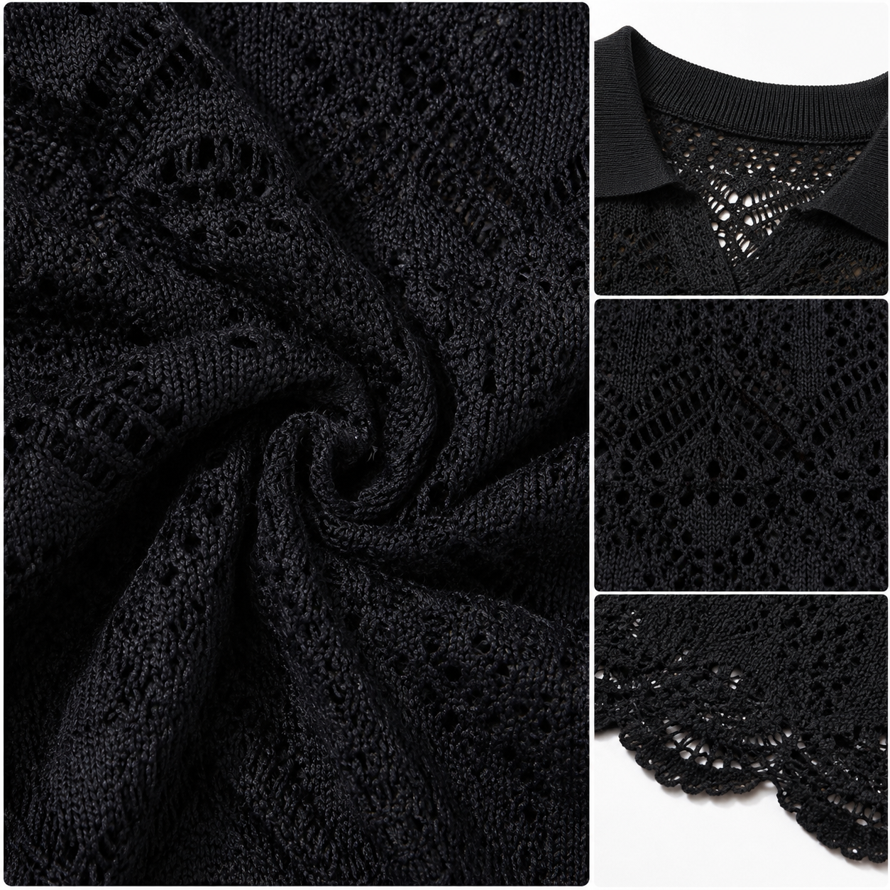 Women’s Crochet Knit Collared Crop Top