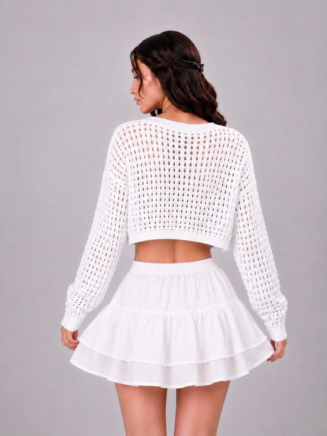 Heart Popcorn Crochet Knit Cardigan – Free Size