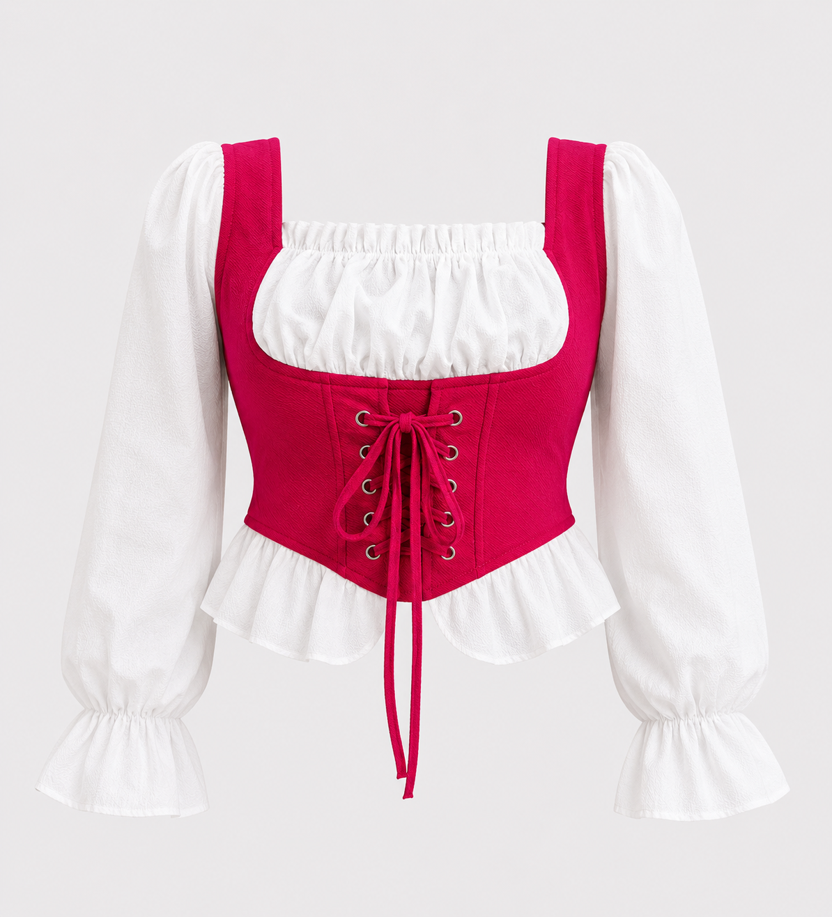 Women’s Contrast Corset Peplum Blouse