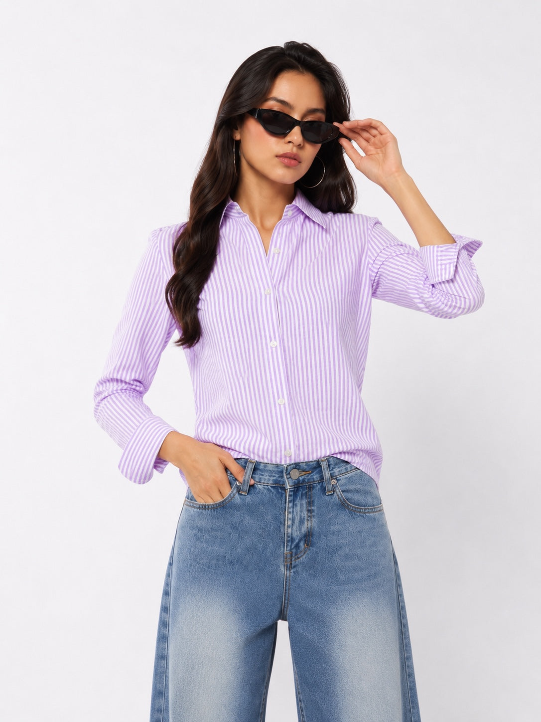 Women’s Striped Backless Tie-Up Shirt
