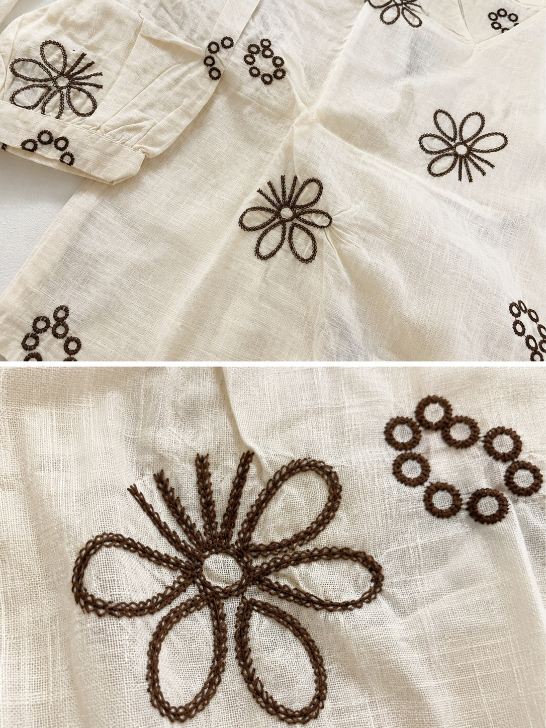 Floral Embroidered V-Neck Cotton Short Kurti