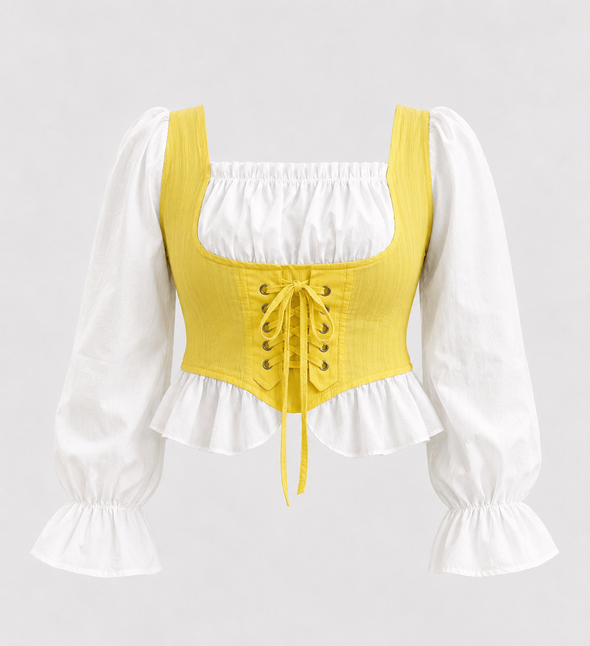 Women’s Contrast Corset Peplum Blouse