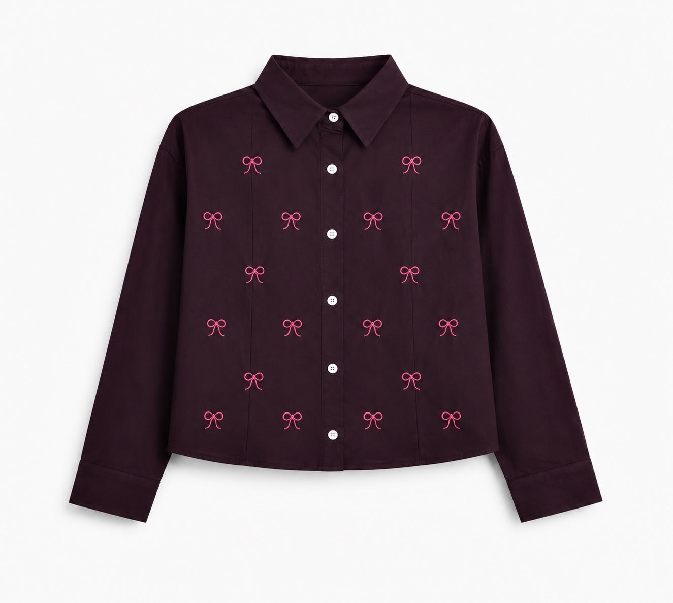 Women’s Bow Embroidered Crop Shirt
