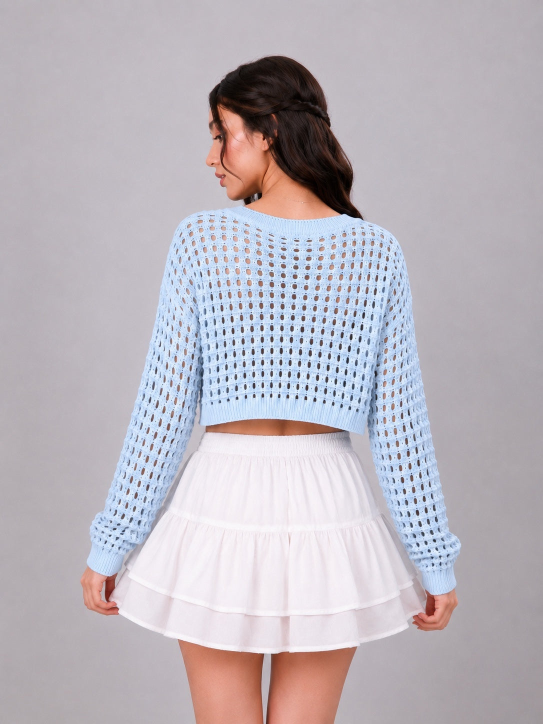 Heart Popcorn Crochet Knit Cardigan – Free Size