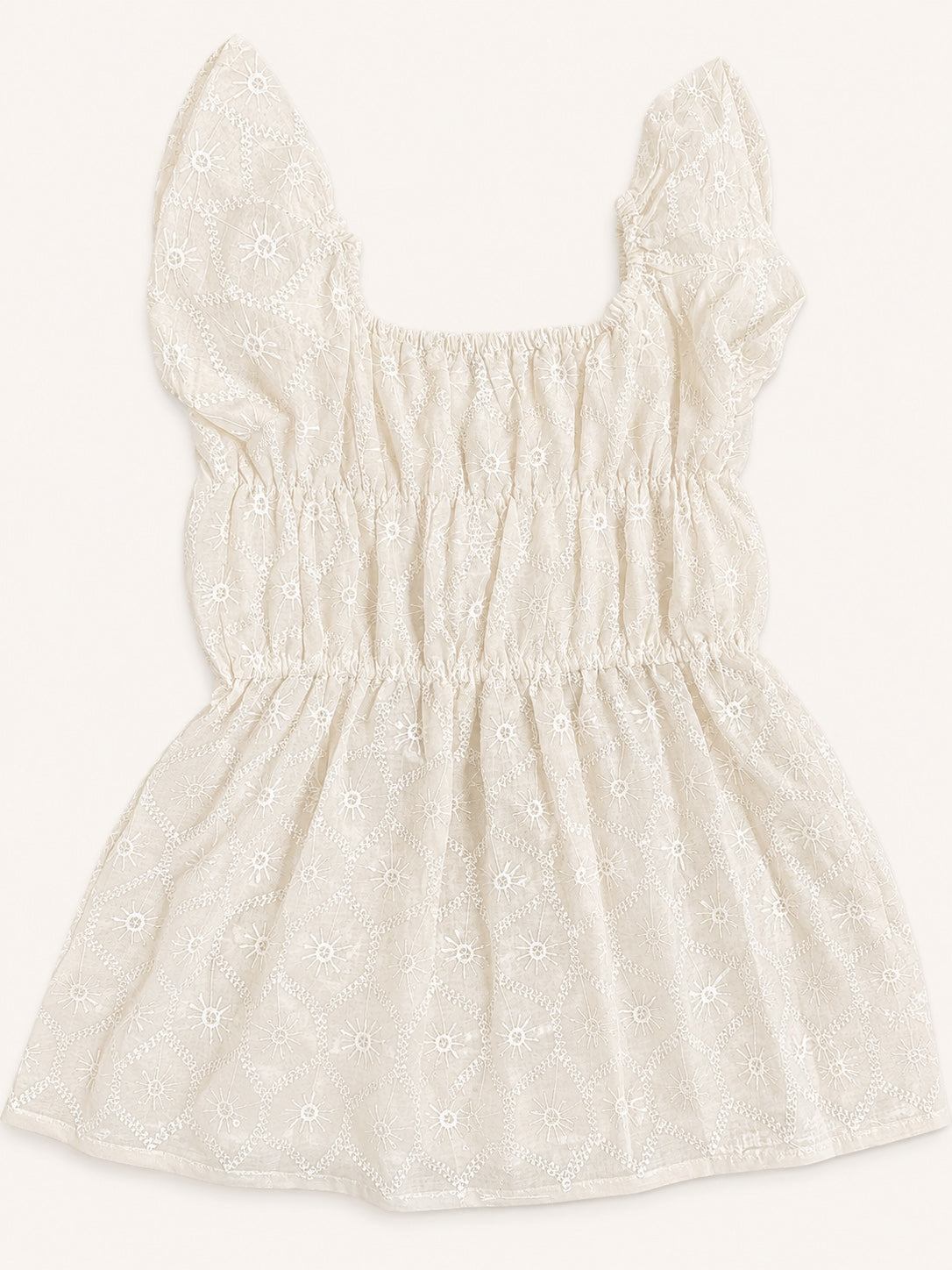 Ivory Embroidered Lace Peplum Top