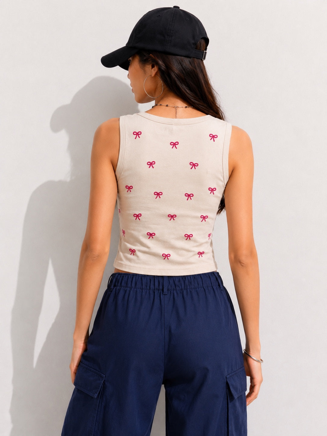 Bow Print Crop Tank