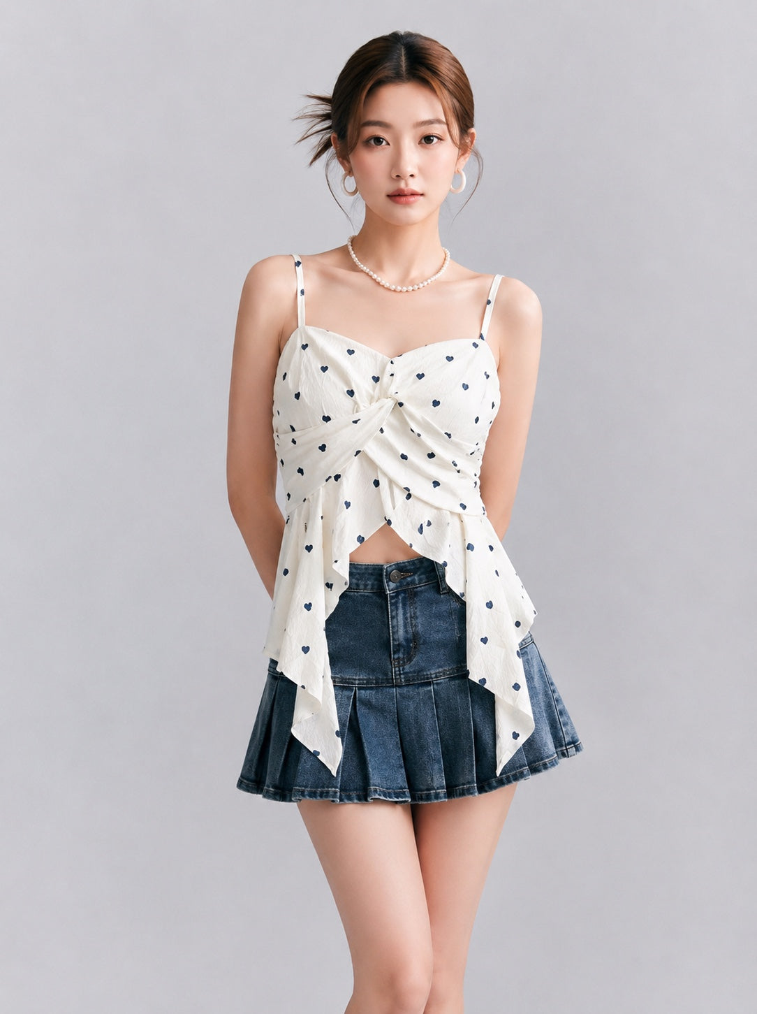 Sweetheart Heart Print Handkerchief Cami Top