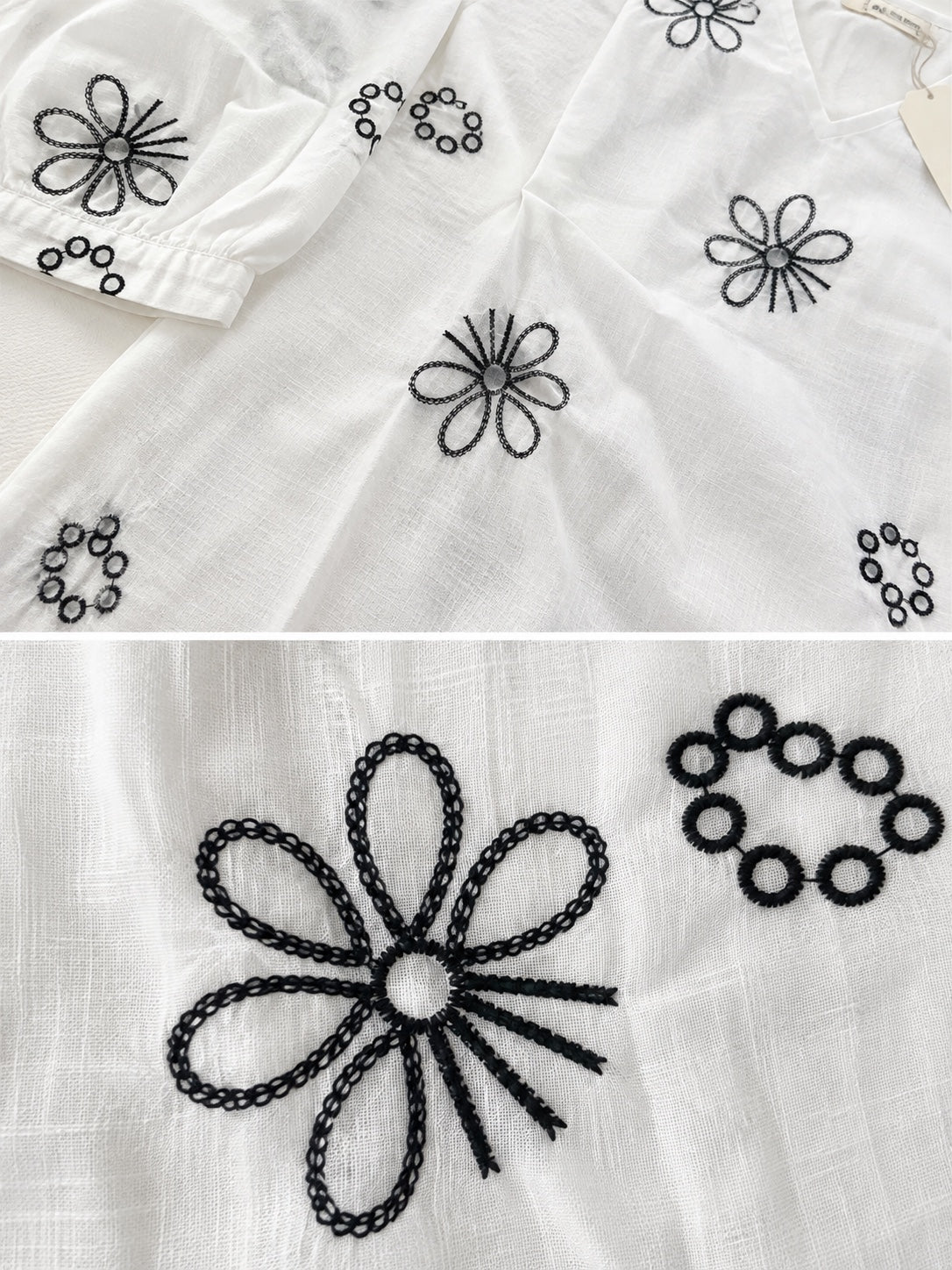 Floral Embroidered V-Neck Cotton Short Kurti