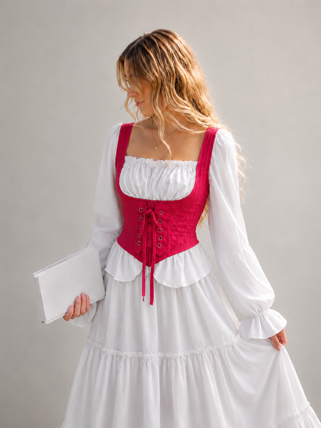 Women’s Contrast Corset Peplum Blouse