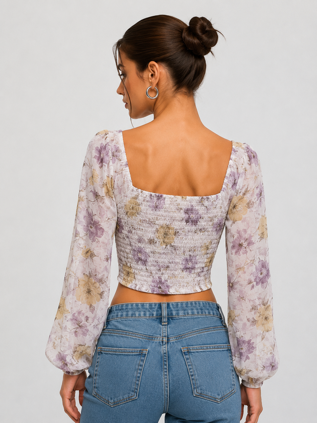 Women’s Floral Ruched Crop Top