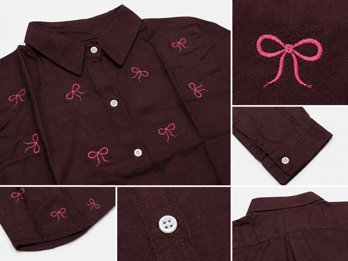 Women’s Bow Embroidered Crop Shirt