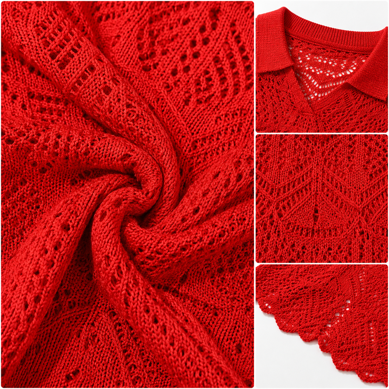 Women’s Crochet Knit Collared Crop Top