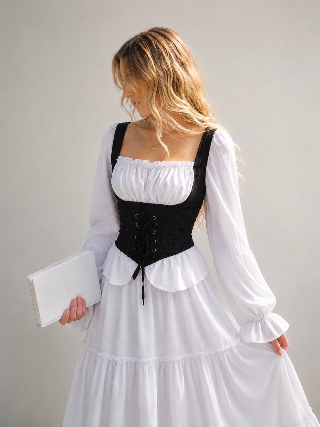 Women’s Contrast Corset Peplum Blouse