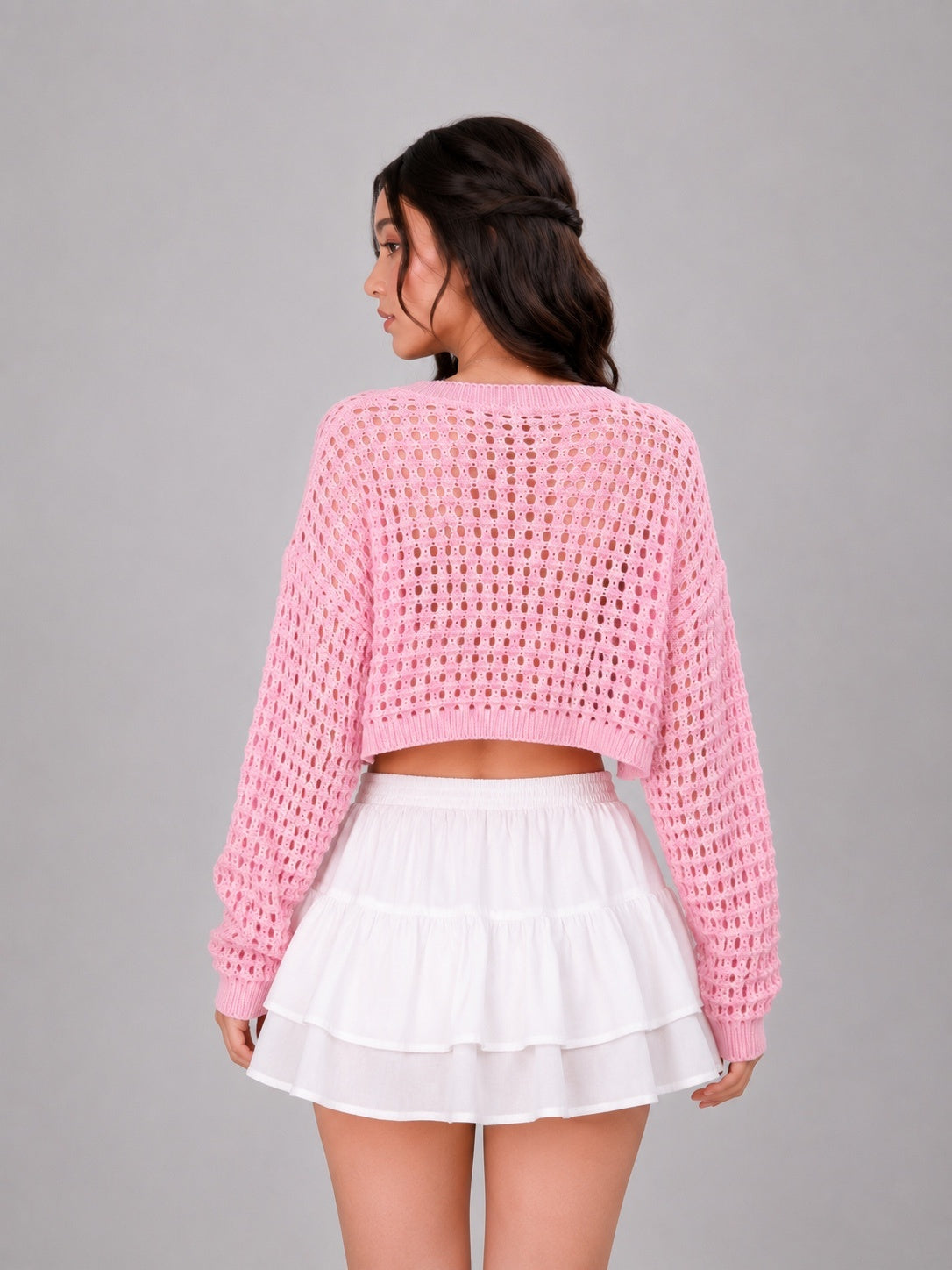 Heart Popcorn Crochet Knit Cardigan – Free Size