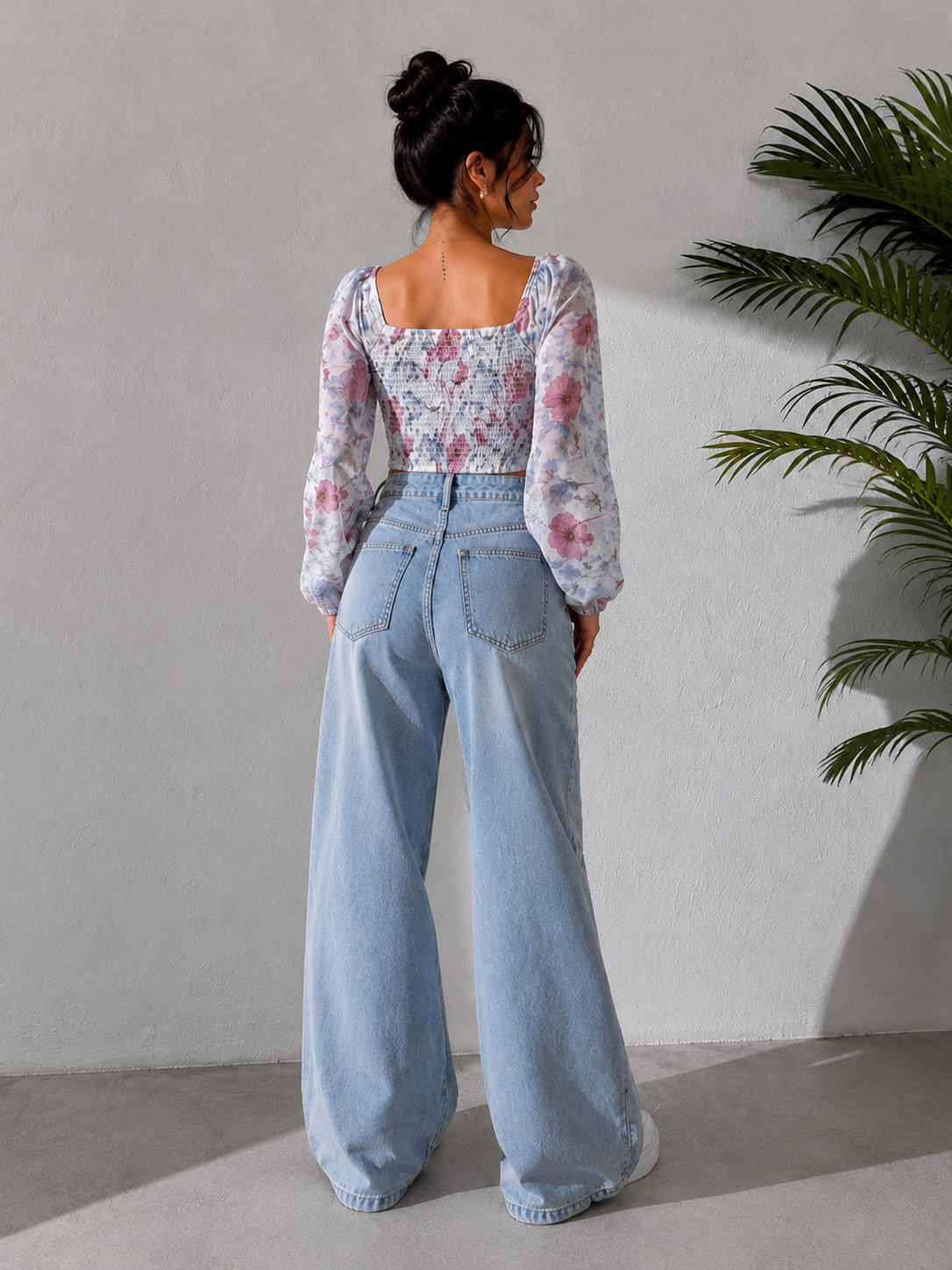 Women’s Floral Ruched Crop Top