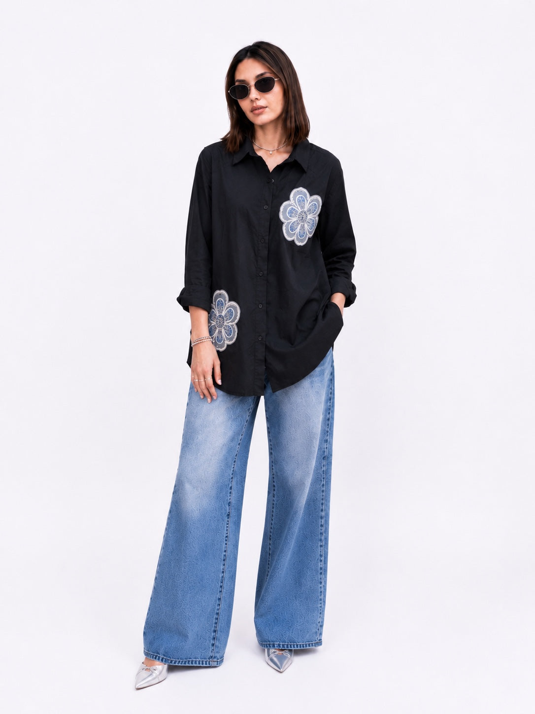 Statement Patch Oversized Shirt